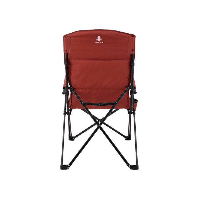 Woods Siesta Folding Reclining Padded Camping Chair in Red from the back