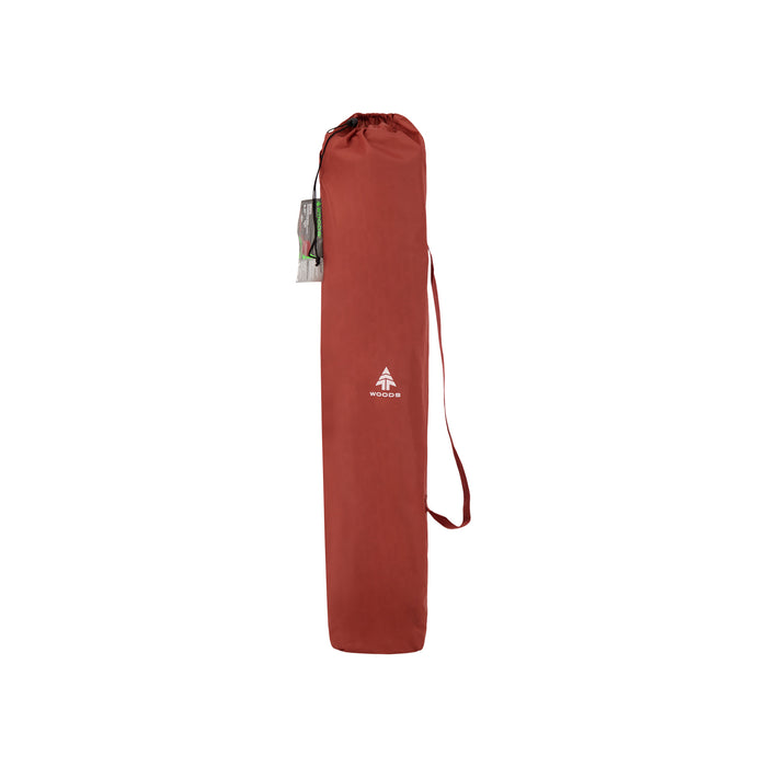 Woods Siesta Folding Reclining Padded Camping Chair in Red inside carry bag