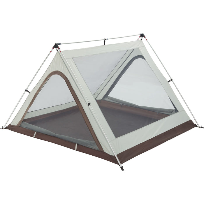 Fully built Woods A-Frame 3-Person 3-Season Tent without rainfly angled left