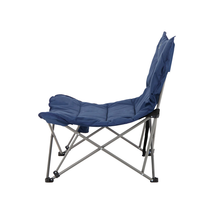 Left side of the Woods Mammoth Folding Padded Camping Chair in Navy