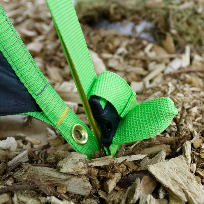 Close up of the straps and buckle on the Woods Lookout 8-Person Tent