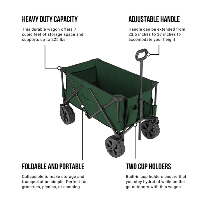 Dimensions of the Woods Outdoor Collapsible Utility King Wagon in Green