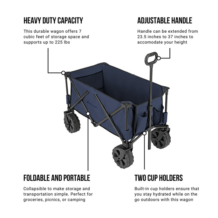 Dimensions of the Woods Outdoor Collapsible Utility King Wagon in Navy